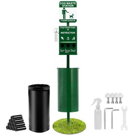 Dog Waste Station with Hand Wash Bottle, Commercial Dog Poop Station, 11.5 Gallons Pet Waste Bin with 50 Can Liners, Bag Dispenser & 600 Waste Ba