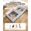Dogs Whelping Box, 93.3x48.4x18.1 inch, Plastic PVC Puppies Playpen with Height Adjustable Door and Washable Pee Pad