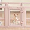 Dog Whelping Box, 60x39x23 in Plastic Dog Whelping Pen for Medium Sized Dogs, Waterproof Transparent Puppy Playpen with Windows & Door Lock