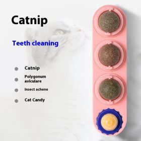 4 In 1 Rotating Catnip Silver Vine Ball Teeth Cleaning Acne Prevention Digestive Health Wall Stick On Toy Edible Safe Material (Option: pink Three in one box)
