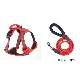 Dog Harness No Pull Breathable Reflective Pet Harness Vest (Option: Red set-S)