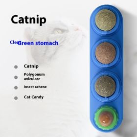 4 In 1 Rotating Catnip Silver Vine Ball Teeth Cleaning Acne Prevention Digestive Health Wall Stick On Toy Edible Safe Material (Option: blue Three in one bag)