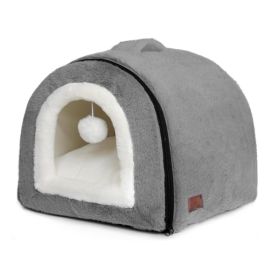 Cat Bed For Indoor Cats Foldable Cat Cave Anti-Slip Water-Resistant Bottom Cat Houses For Indoor Cats Or Small Dogs Kitten Tent (Option: DarkGrey)