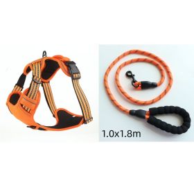 Dog Harness No Pull Breathable Reflective Pet Harness Vest (Option: Orange set-M)