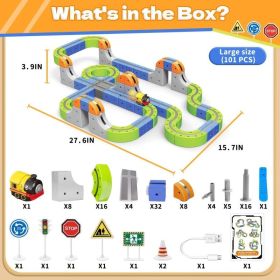 101-Piece Electric Train Track Toy Set Rechargeable Electric Train & DIY Assembly Track Kit  Creative Building Block Racing Track Suitable For To (Option: 101pcs)