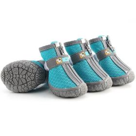 Non Slip Dog Shoes Warm Plush Lining Breathable Pet Boots for Paw Protection (Color / Size: Lake blue / 5 Fit width4.5-4.7cm)