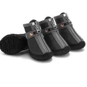 Non Slip Dog Shoes Warm Plush Lining Breathable Pet Boots for Paw Protection (Color / Size: black / 4 Fit width4-4.2cm)