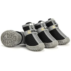 Non Slip Dog Shoes Warm Plush Lining Breathable Pet Boots for Paw Protection (Color / Size: Light Grey / 1 Fit width2.5-2.7cm)