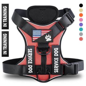 Reflective Breathable Solid Color Polyester Dog Strap (Option: Red-L)